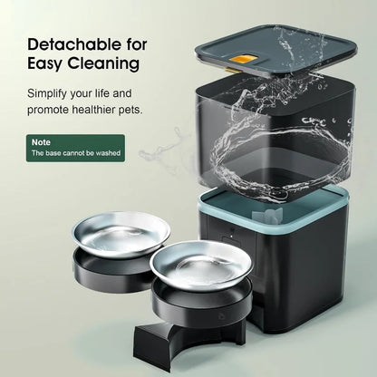 Automatic Cat Feeders 2 Cat,Pet Feeder Automatic 2.4G WiFi App Control, Dual Power Supply 10s Voice Recording Pet Auto Feeder
