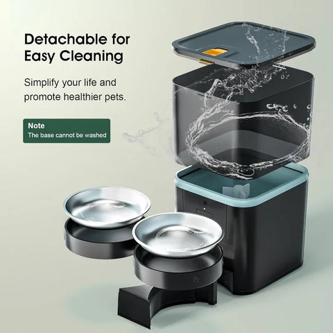 Automatic Cat Feeders 2 Cat,Pet Feeder Automatic 2.4G WiFi App Control, Dual Power Supply 10s Voice Recording Pet Auto Feeder