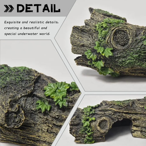 Aquarium Hollow Tree Tunnel Cave Ornament Fish Shrimp Reptile Hiding Shelter Fish Tank Decorations Small Fishbowl Accessories