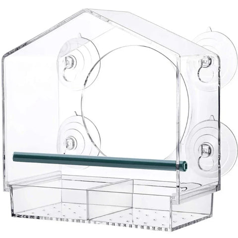 Acrylic Clear Glass Window Birds Hanging Feeder Birdhouse Food Feeding House Table Seed Cup Transparent Windowsill Birdfeeders