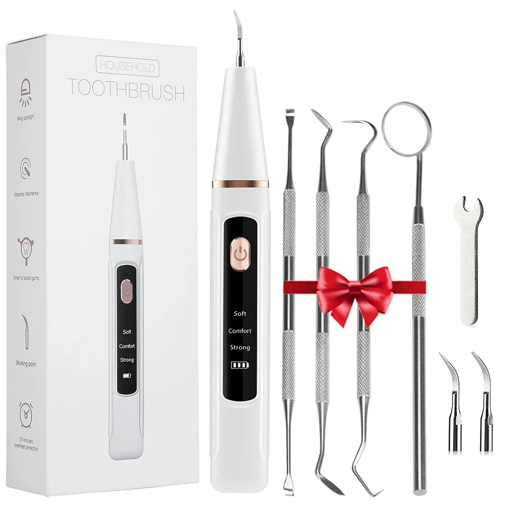 Ultrasonic Dental Scaler Oral Care Tartar Removal Calculus Remover Tooth Stain Cleaner LED Light Tooth Whitening Tools Household