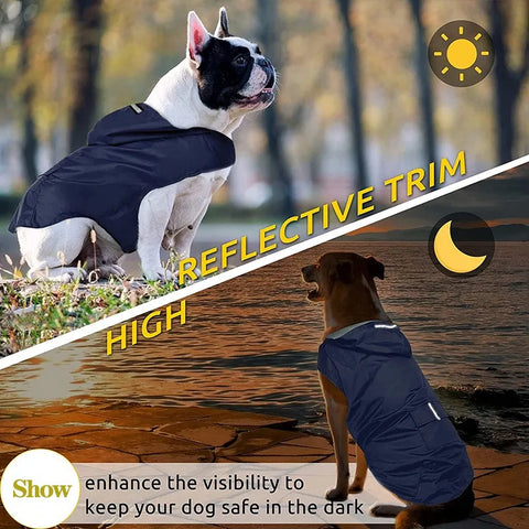 Dog Raincoat Medium Large Dogs Waterproof Hooded Jacket Rain Clothes with Reflective Stripe Outdoor Accessories