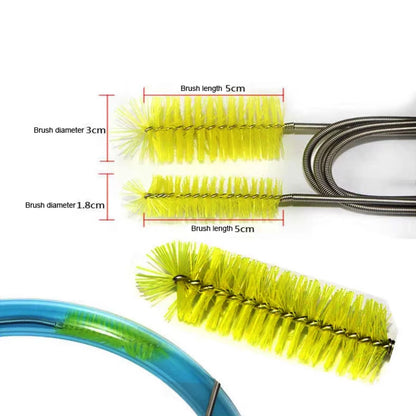 Aquarium Cleaning Brush for Water Hose Lily Pipe Air Tube Stainless Steel Flexible Bent Tube Double Head Brush Fish Tank cleaner