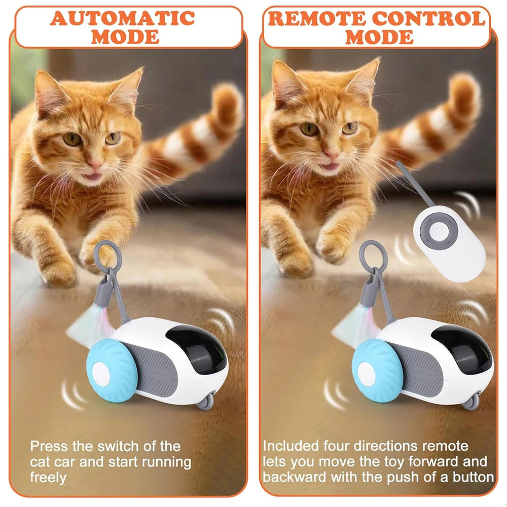 Smart Cat Toy 2 Modes Automatic Moving Remote Controlled Toy Car for Cats Interactive Playing Kitten Training Supplies
