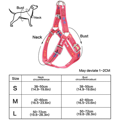 A colorful bone tripod pet dog harness for indoor and outdoor use