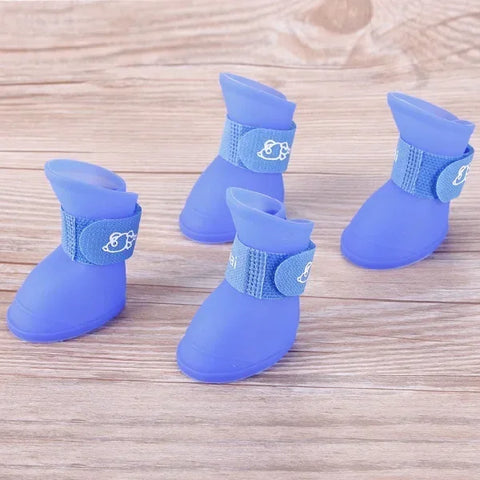 4PCS/SET Dog Boots for Small Dogs  Summer Pet Dog Shoes Waterproof Pet Rain Shoes for Dog Puppy Rubber Boots Durable Shoes