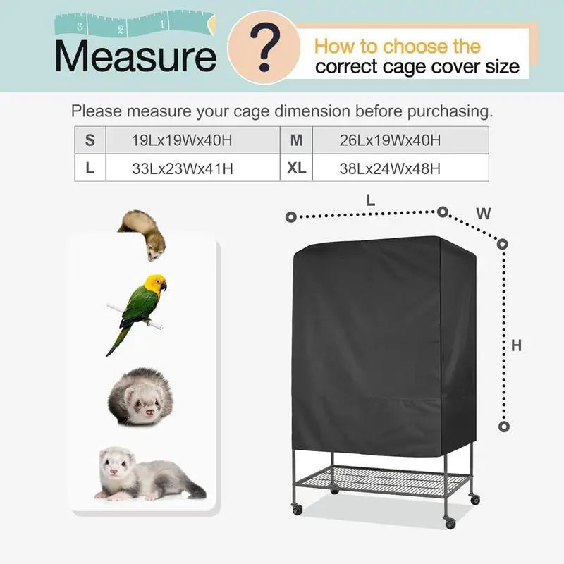 Bird Cage Cover Good Night Black Universal Oxford Cloth Waterproof Dustproof Cage Cover Blackout & Breathable Cage Shading Cover
