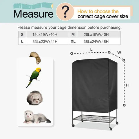Bird Cage Cover Good Night Black Universal Oxford Cloth Waterproof Dustproof Cage Cover Blackout & Breathable Cage Shading Cover