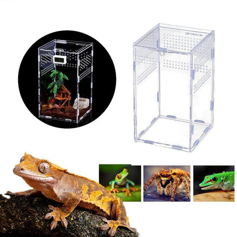 Acrylic Reptile Breeding Box Transparent Terrarium Habitat Insect Spider Lizard Scorpion Feeding Cage Arboreal Enclosure Case