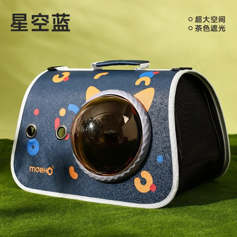 Foldable Cat Carrier Backpack – Cute Cartoon Design with Airflow Vents & Shoulder Strap Interface, Pet Travel Bag for Cats