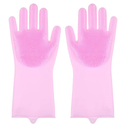 Pet Grooming Cleaning Gloves Dog Cat Bathing Shampoo Glove Scrubber Magic Dishwashing Cleanner Sponge Silicon Hair Removal Glove