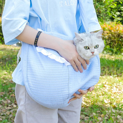 Handmade Dog Bag Pet Kitten Carrier Outdoor Travel Handbag Canvas Single Shoulder Cat Bag Sling Comfort Tote Bag Breathable