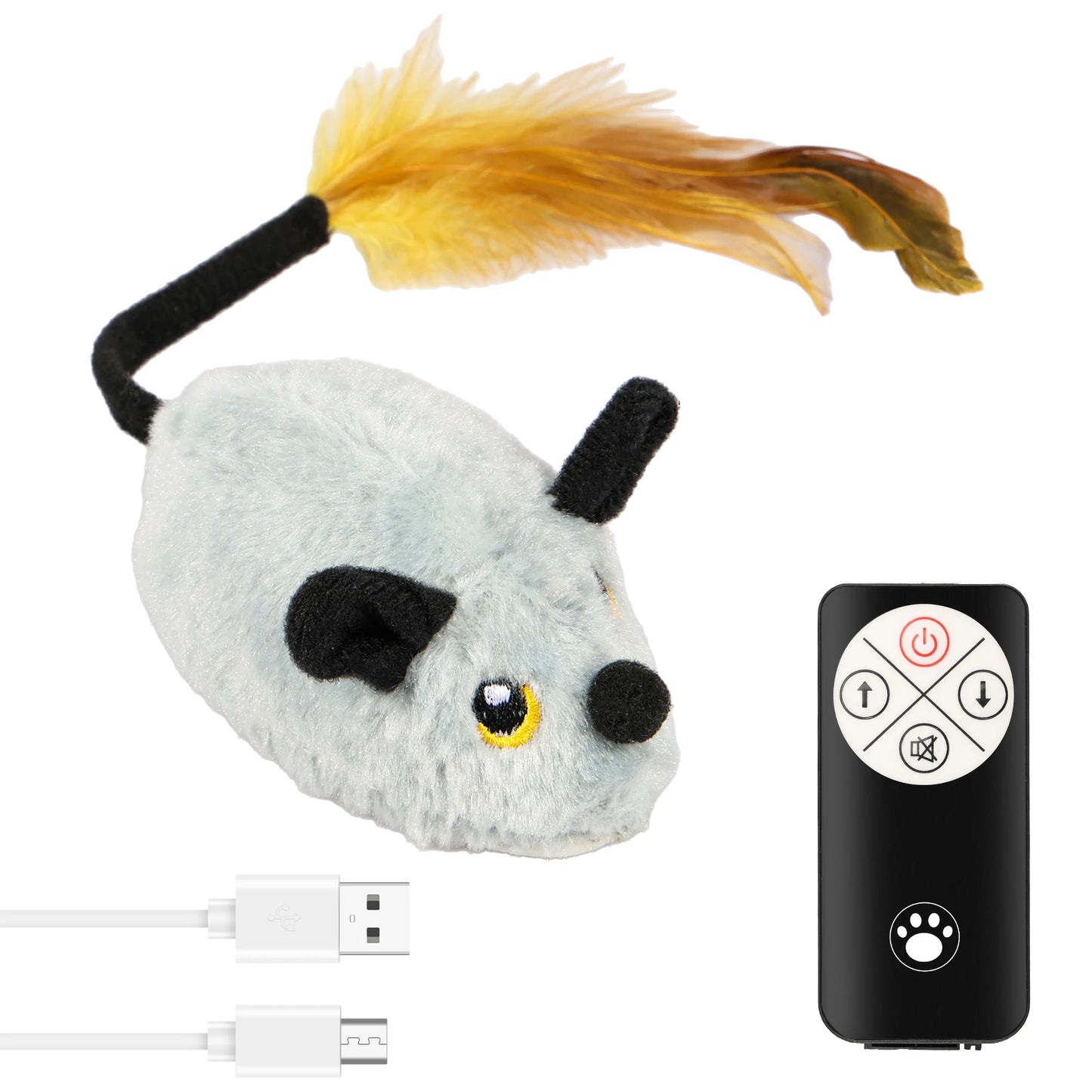 Cat Mouse Interactive Plush Toys LED Glow Electric Telecontrol Auto Rechargeable Moving Mice Toy Realistic Kitten