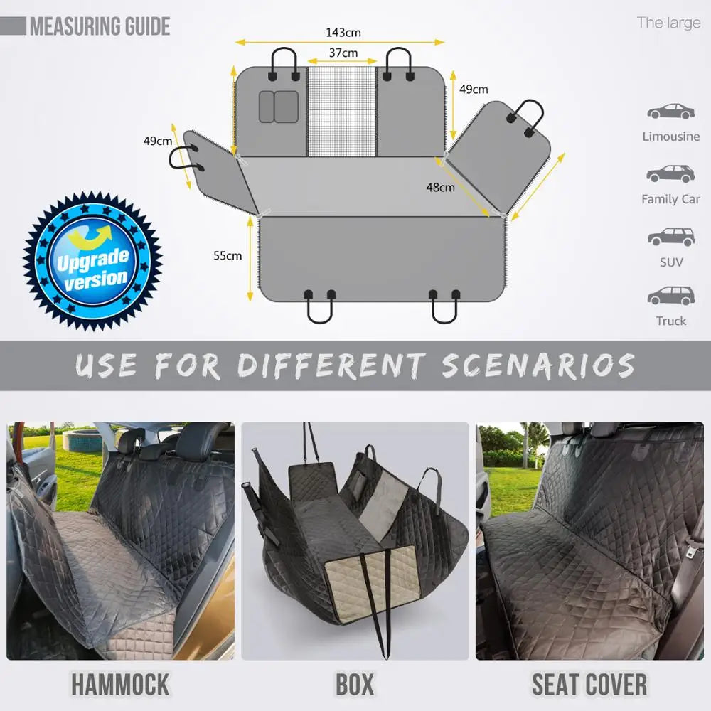 Dog Seat Cover for Back Seat Waterproof Pet Travel Dog Carrier Hammock Car Rear Back Seat Protector Mat Safety Carrier For Dogs