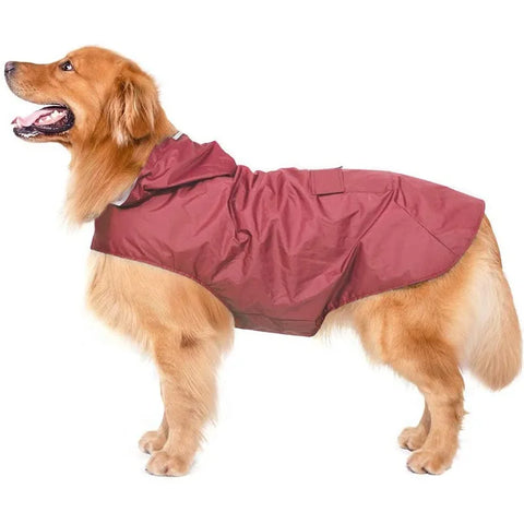 Dog Raincoat Medium Large Dogs Waterproof Hooded Jacket Rain Clothes with Reflective Stripe Outdoor Accessories