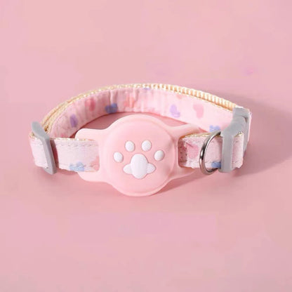 Adjustable Cat Collar with AirTag Holder Case Anti-Lost Cat Collar GPS Tracker Protective Case Print Kitten Collar Pet Supplies
