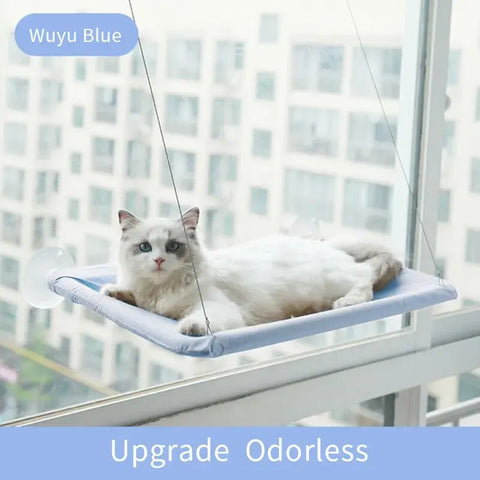 Foldable Cat Window Perch Bed Hammock Cat Window Wall Perch Hammock Seat with 4 Strong Suction Cups