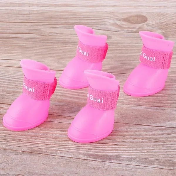 4PCS/SET Dog Boots for Small Dogs  Summer Pet Dog Shoes Waterproof Pet Rain Shoes for Dog Puppy Rubber Boots Durable Shoes