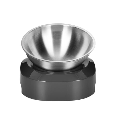 PETWAN Raised Cat Bowl Stainless Steel,Non-Slip Silicone Mat&Raised Cat Feeder with 15°&0°Tilting Neck Protective Bowl for Pets