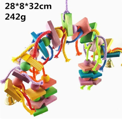 Parrot Grinding Swing Station Ladder String Toy, Bird Supplies, DIY Claw, Paw Dumbbell, Color Wood Rope, Pet Products