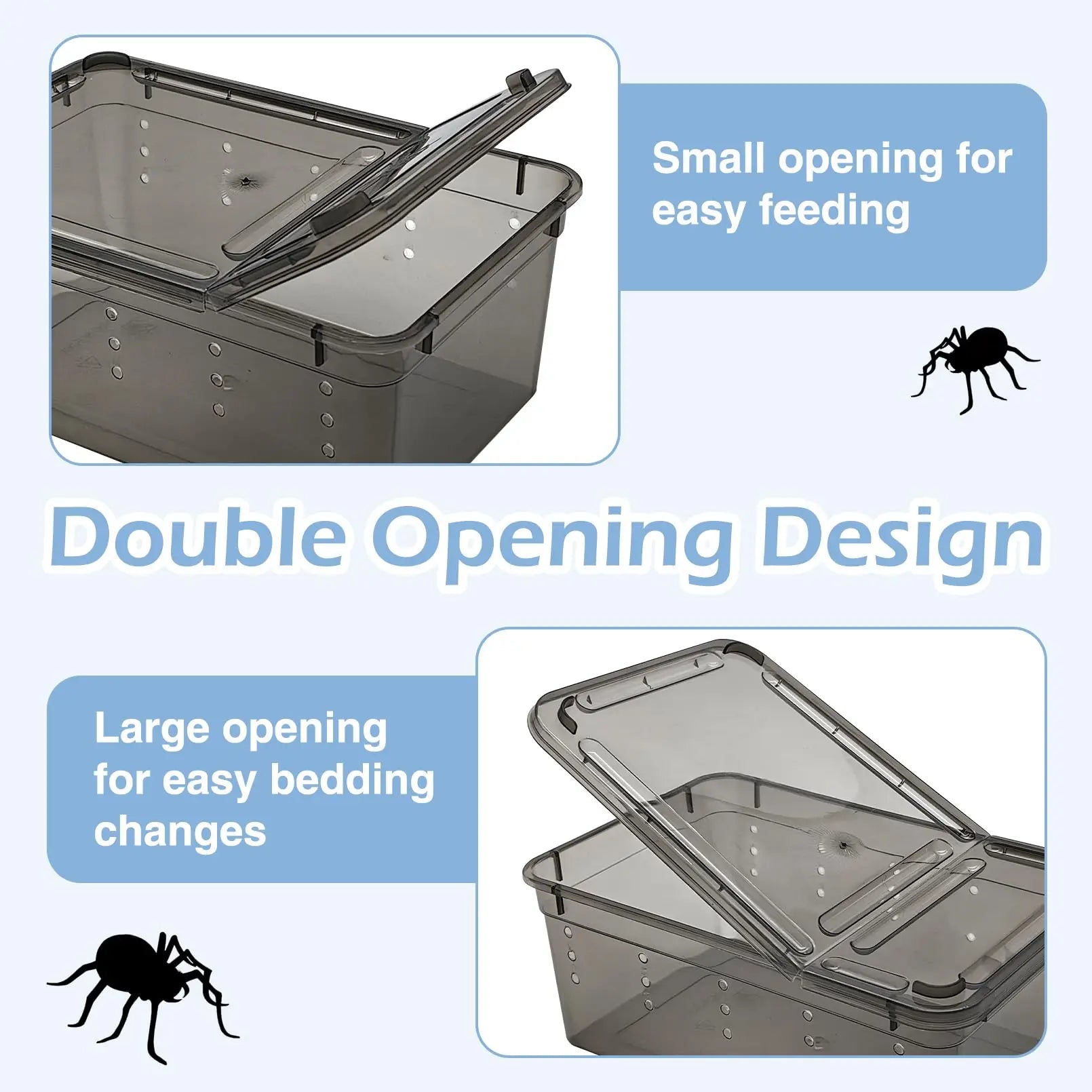 6pcs,Reptile plastic terrarium, transport container for lizards, geckos, snakes, spiders, scorpions, beetles, centipedes