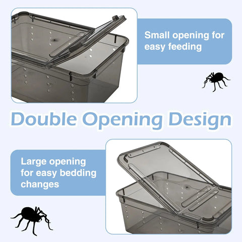6pcs,Reptile plastic terrarium, transport container for lizards, geckos, snakes, spiders, scorpions, beetles, centipedes