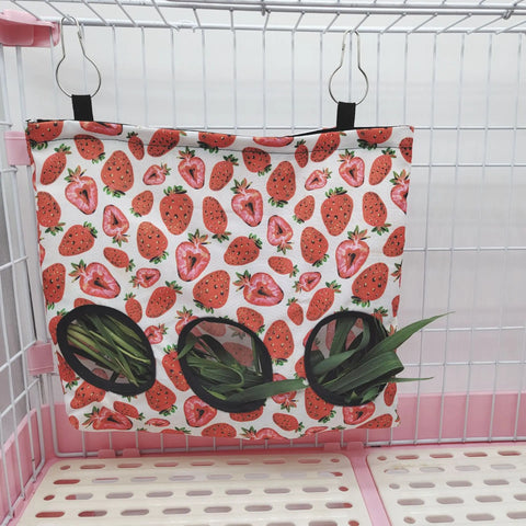 Rabbit Hay Feeder Small Animal Hanging Hay Bag for Bunny Guinea Pigs Chinchilla Feeder Food Dispensers Bag Pet Feeding Bag