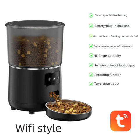 Cat Automatic Smart Feeder with WiFi Remote Camera 4L Large Capacity Puppy Pet Food Dispenser Feeder Accessories for Cat Dog