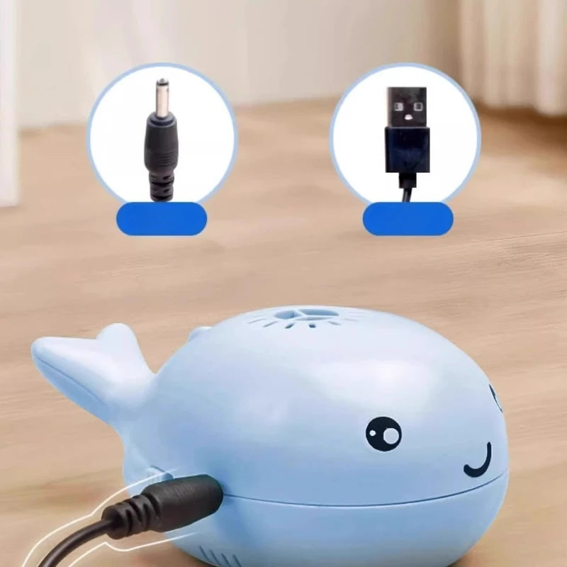Interactive Cat Electric Ball Toy Simulated Whale Kitten Toy USB Dual Function Fan Teaser Supplies for Cats