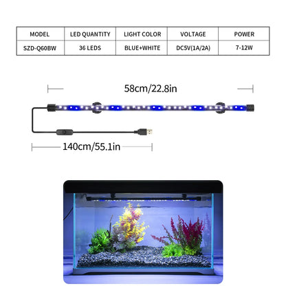 USB Aquarium Light LED Plant Grow Lamp 18-58CM Aquariums Decor Lighting Waterproof Fish Tank Light