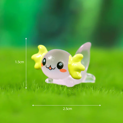 8-15PCS Luminous Axolotl Miniatures Ambystoma Mexicanum Glow At Night Moss Microlandscape Decoration Cute Animals Fish Tank DIY