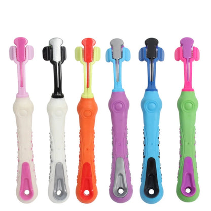 Three Sided Pet Toothbrush Multi-angle Toothbrush Cleaning Dog Cat Brush Bad Breath Pet Dental Care Cat Cleaning Mouth