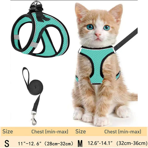 Cat Harness and Leash for Walking Escape Proof, Adjustable Kitten Vest Harness Reflective Soft Mesh Puppy Harness for Outdoor, C