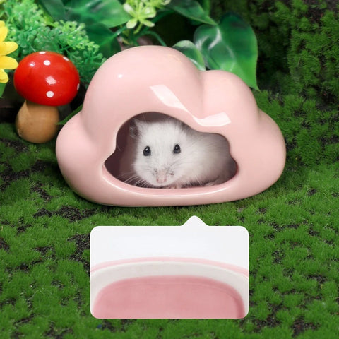Small Animal Hideout Ceramic Hamster House Chinchilla Mini Hut Cave Cage Accessories for Dwarf Hamsters Gerbils and Hedgehog
