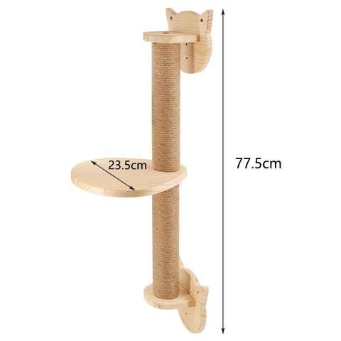 Cat Climbing Shelf Furniture Wall Mounted Cat Hammock and Wooden Stairway with Scratching Post for Cats Indoor Playing and Rest