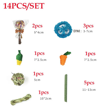 31/14/9/7pcs Guinea Pig Rabbit Chew Toys Tooth Cleaning Toy for Bunny Hamster Molar Toys for Teeth Health Rabbit Accessories