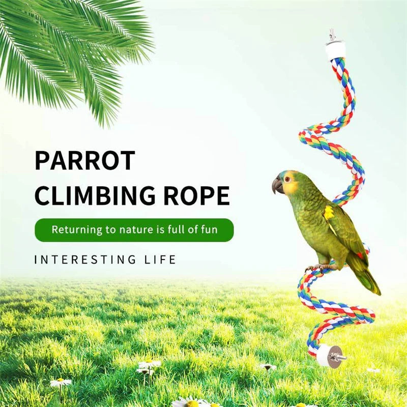 40/60/80cm Colorful Parrot Rope Hanging Braided Budgie Bird Cage Cockatiel Toy Pet Stand Accessories Ladder Swing Supplies