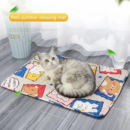 Summer Mat Pet Cooling Ice Blanket Mat Moisture Proof Dog Floor Sofa Cushion Skin Friendly Cat Sleep Breathable Pet Bed Covers