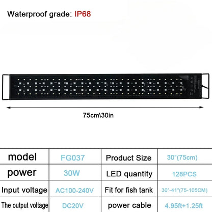 Aquarium Light 24/7 DIY Auto On Off LED Full Spectrum Lighting Fish Tank Lamp with Dimmer 75-90cm IP68 Waterproof for Freshwater