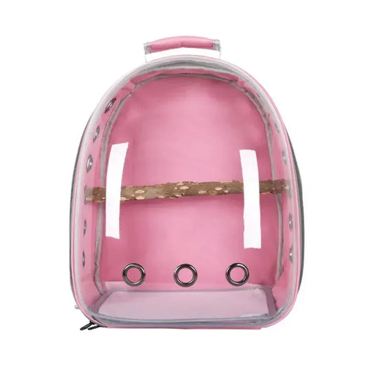 Adjustable Bird Carrier Backpack Travel Parrot Bag Cage Portable Breathable Birdcage with Wooden Stick Stand Outdoor Pet Bag