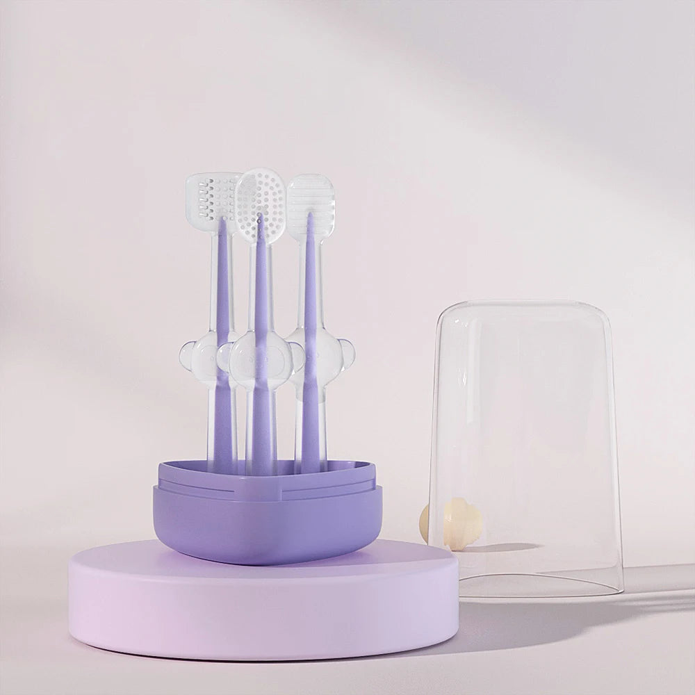 3pcs/set Pet Toothbrush Purple Cat Silica Gel Brush Clear Up Bad Breath Tartar Teeth Care Dog Cat Cleaning Mouth Dogs Supplies
