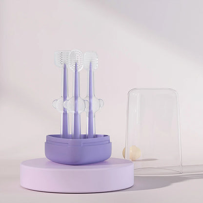 3pcs/set Pet Toothbrush Purple Cat Silica Gel Brush Clear Up Bad Breath Tartar Teeth Care Dog Cat Cleaning Mouth Dogs Supplies