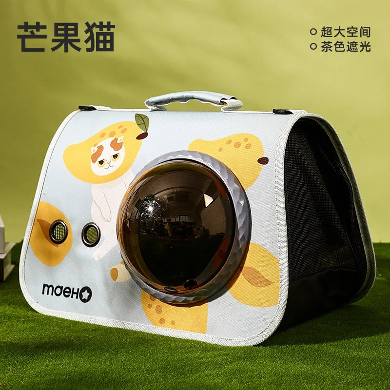 Foldable Cat Carrier Backpack – Cute Cartoon Design with Airflow Vents & Shoulder Strap Interface, Pet Travel Bag for Cats