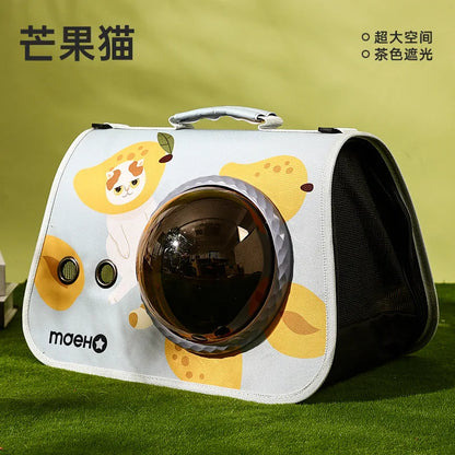 Foldable Cat Carrier Backpack – Cute Cartoon Design with Airflow Vents & Shoulder Strap Interface, Pet Travel Bag for Cats