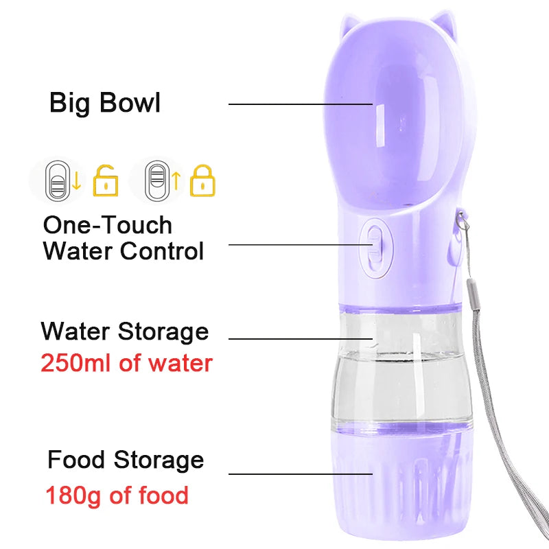 Pet Dog Water Bottle With Food Container For Small Medium Big Dogs Portable Travel Puppy Cat Water Dispenser Chihuahua Feeder
