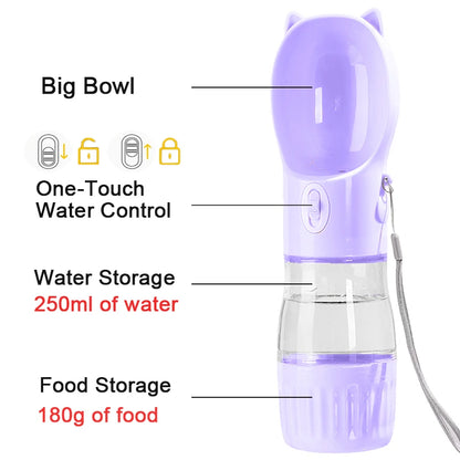 Pet Dog Water Bottle With Food Container For Small Medium Big Dogs Portable Travel Puppy Cat Water Dispenser Chihuahua Feeder