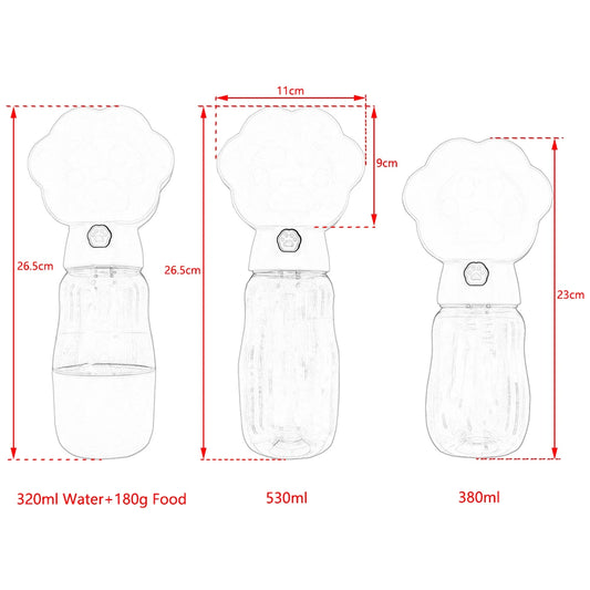 Portable Dog Water Bottle for Small Large Dogs Cats Leakproof Puppy 2 in 1 Water Food Container Chihuahua Bulldog Pet Supplies