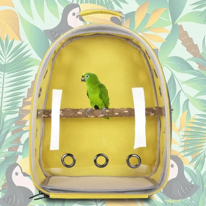 Adjustable Bird Carrier Backpack Travel Parrot Bag Cage Portable Breathable Birdcage with Wooden Stick Stand Outdoor Pet Bag