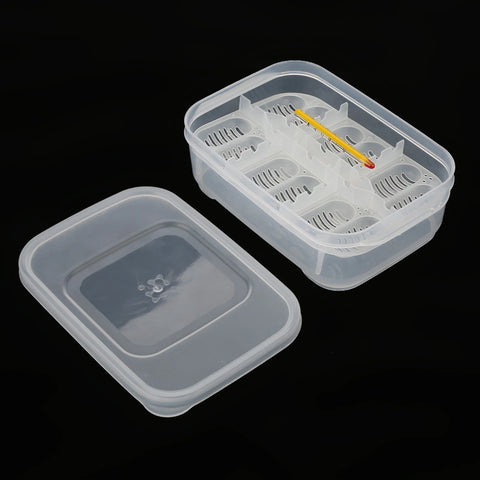 12 Grids Snakes Gecko Lizards Reptiles Eggs Incubator Tray Hatcher Box with Thermometer