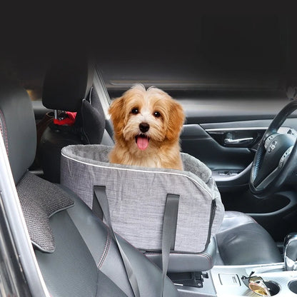 Portable Pet Car Seat with Detachable Armrest Pillow Lift Seat Safety Buckle and Central Control for Medium Small Dogs and Cats